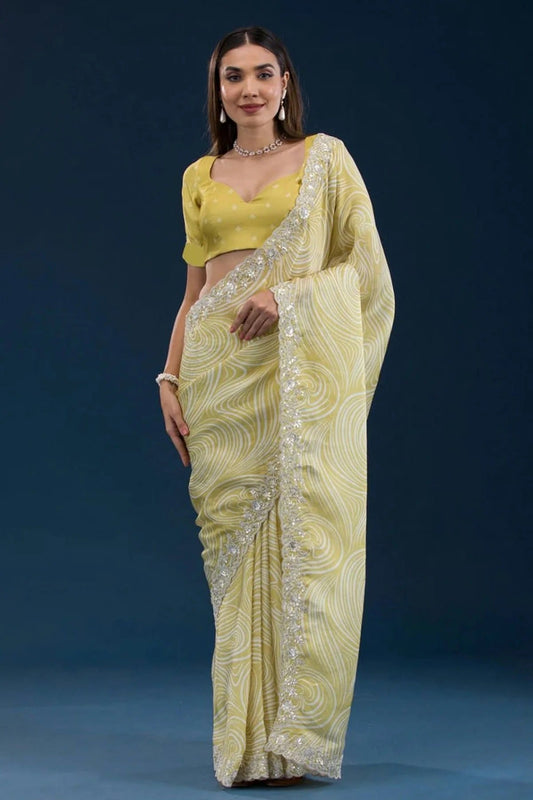 Yellow Colour Georgette Printed Saree SD1112632