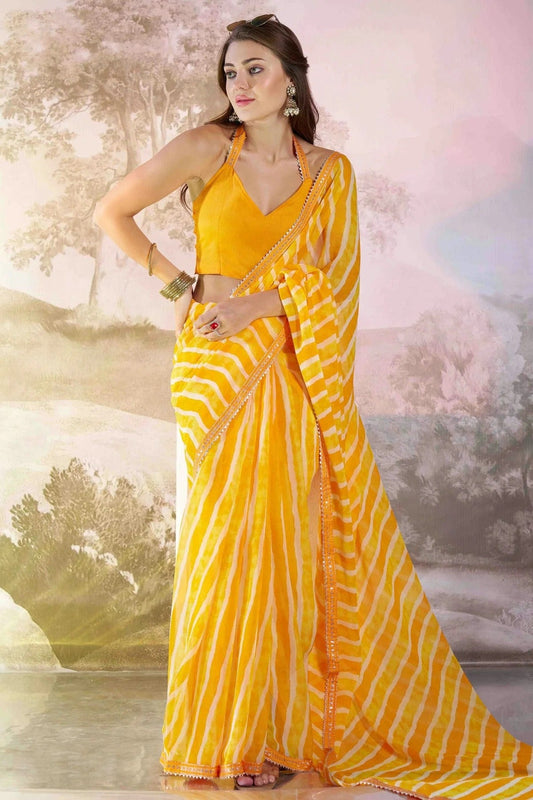 Yellow Colour Georgette Printed Saree SD1112833