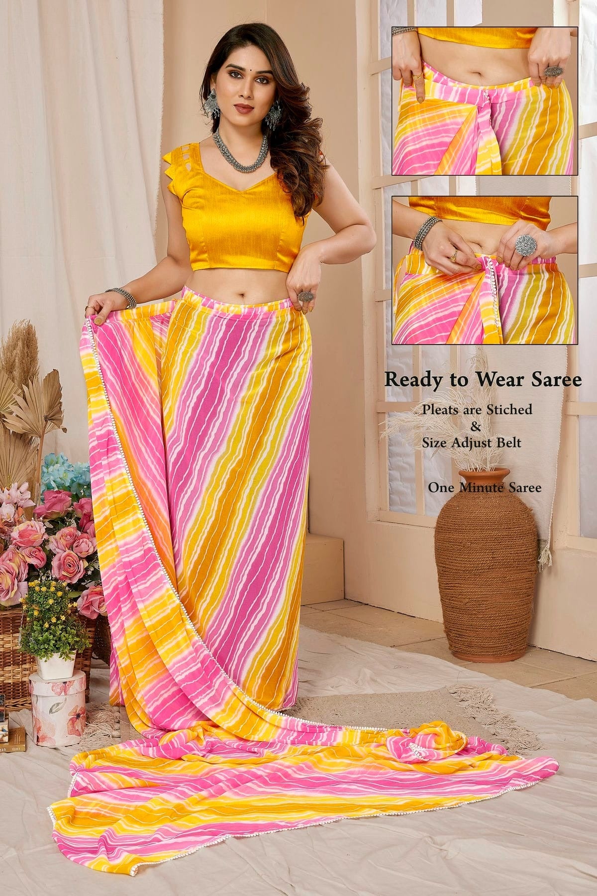 Yellow Colour Georgette Ready To Wear Saree SD1180010 A