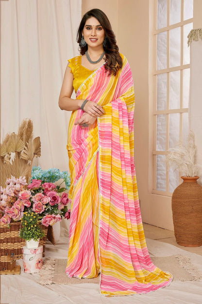 Yellow Colour Georgette Ready To Wear Saree SD1180010