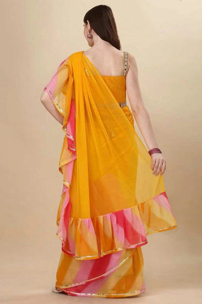 Yellow Colour Georgette Ruffle Saree SD1180136 A