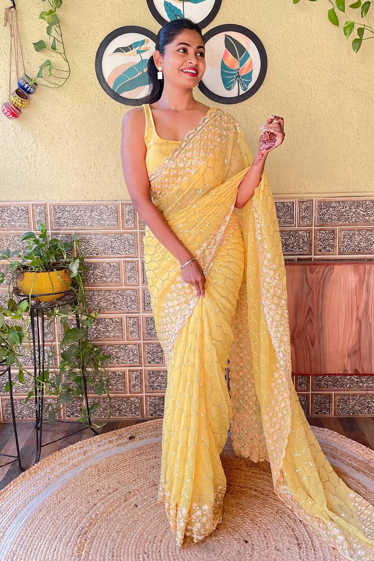 Yellow Colour Georgette Saree SD1110153