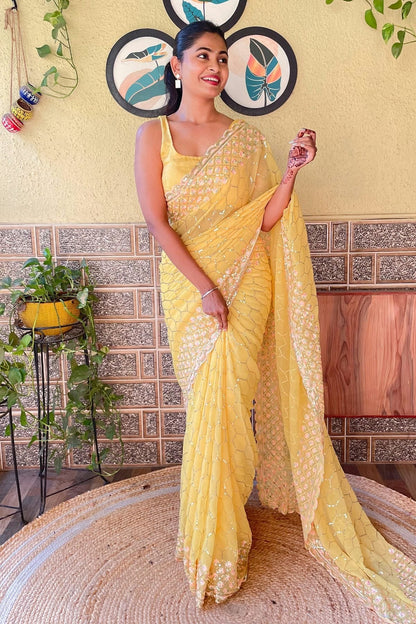 Yellow Colour Georgette Saree SD1110153
