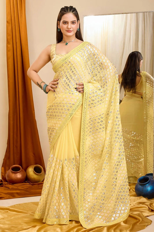 Yellow Colour Georgette Saree SD1110225