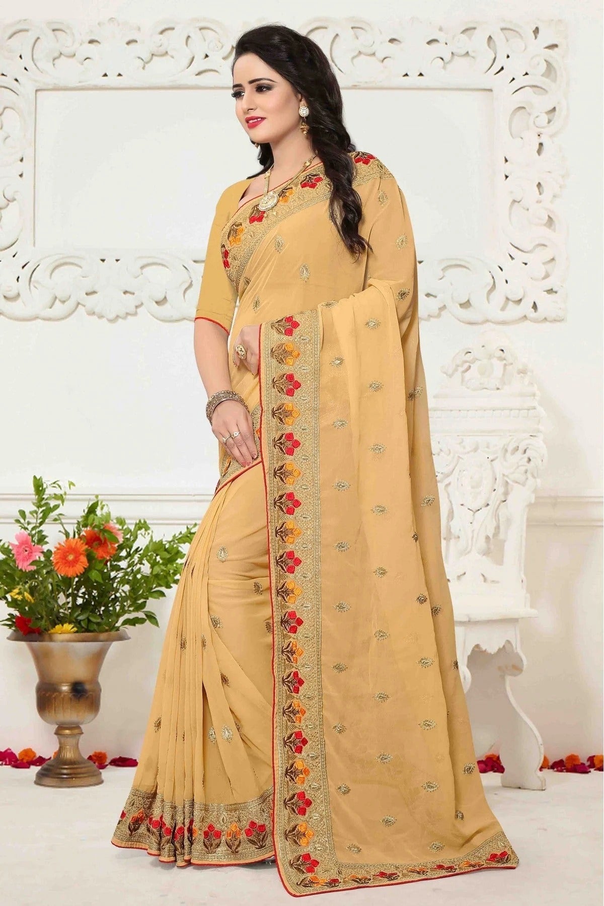 Yellow Colour Georgette Saree SD1120415 A