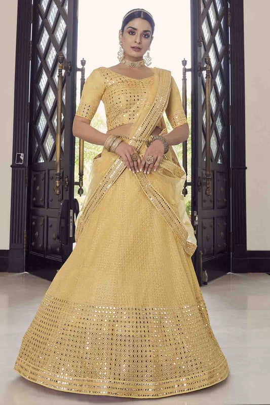 Yellow Colour Georgette Sequins Work Lehenga Choli LC1080356