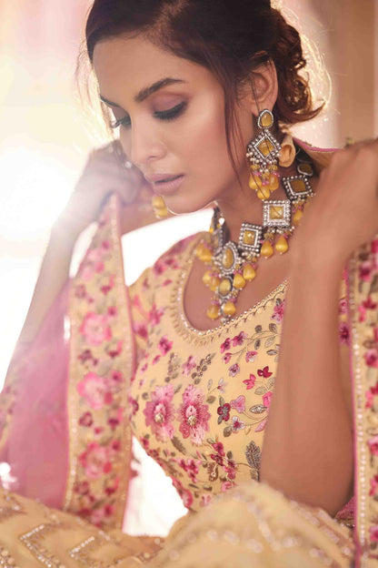 Yellow Colour Georgette Thread Work Lehenga Choli LC1080326 B