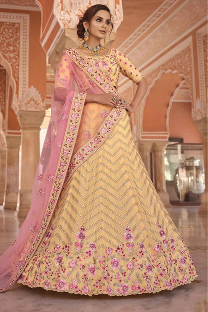 Yellow Colour Georgette Thread Work Lehenga Choli LC1080326