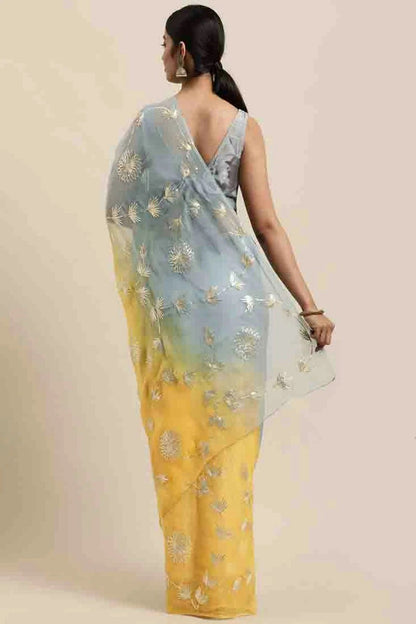 Yellow Colour Gota Patti Work Organza Designer Saree SD1113396 A