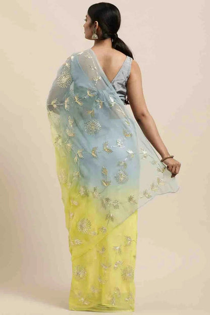 Yellow Colour Gota Patti Work Organza Designer Saree SD1113399 A