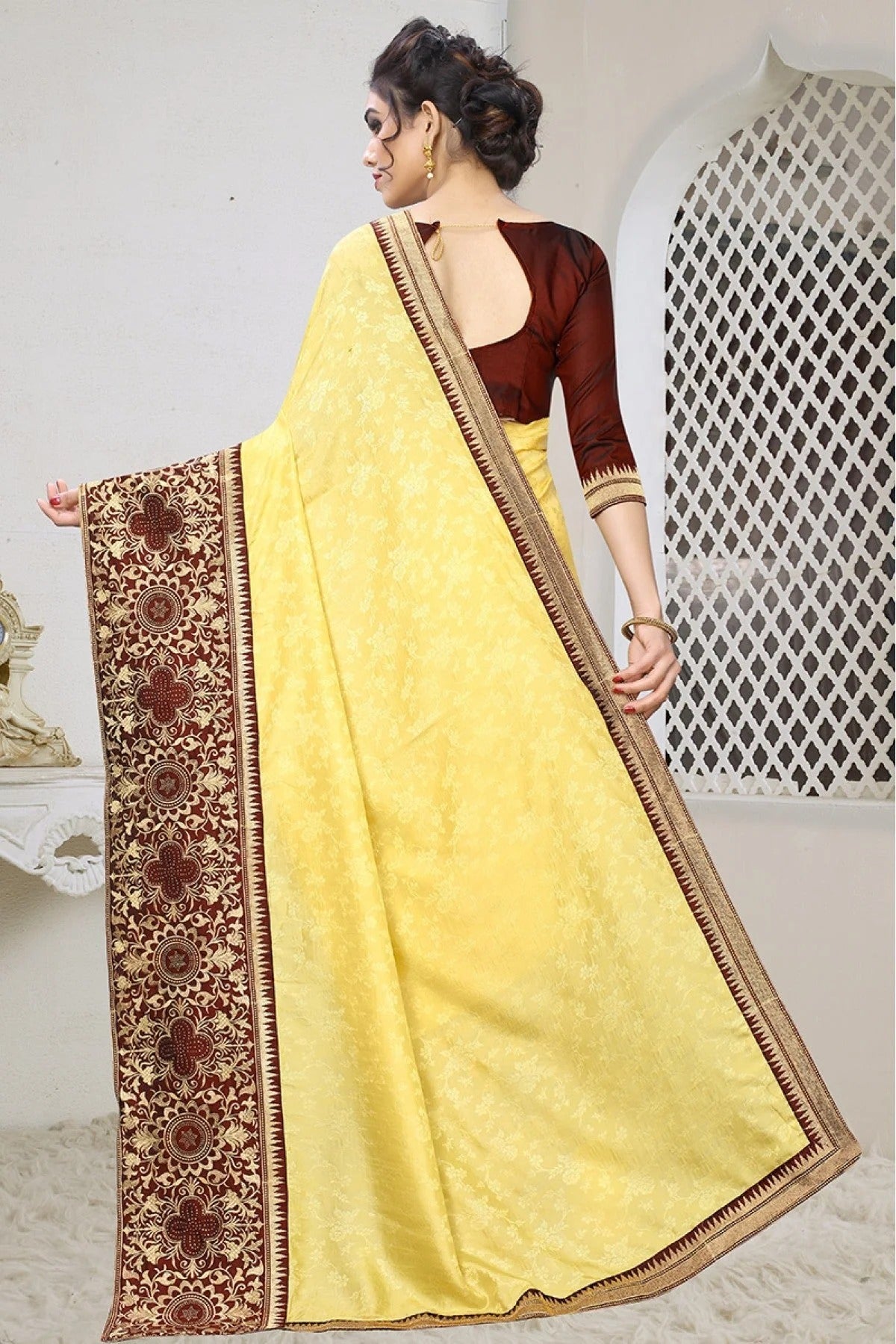 Yellow Colour Jacquard Silk Designer Saree SD1120523 A