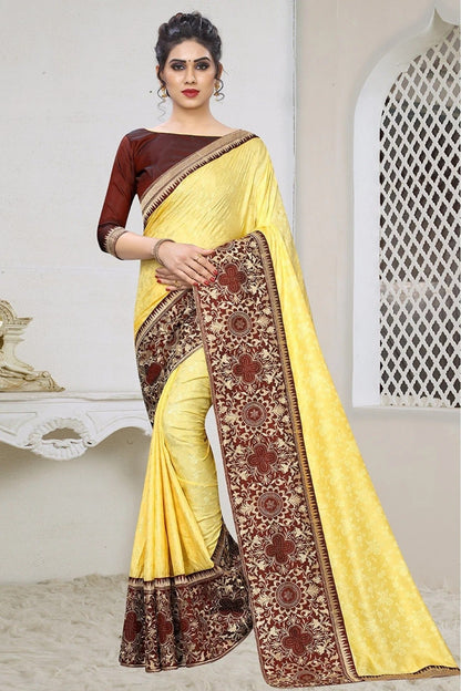 Yellow Colour Jacquard Silk Designer Saree SD1120523