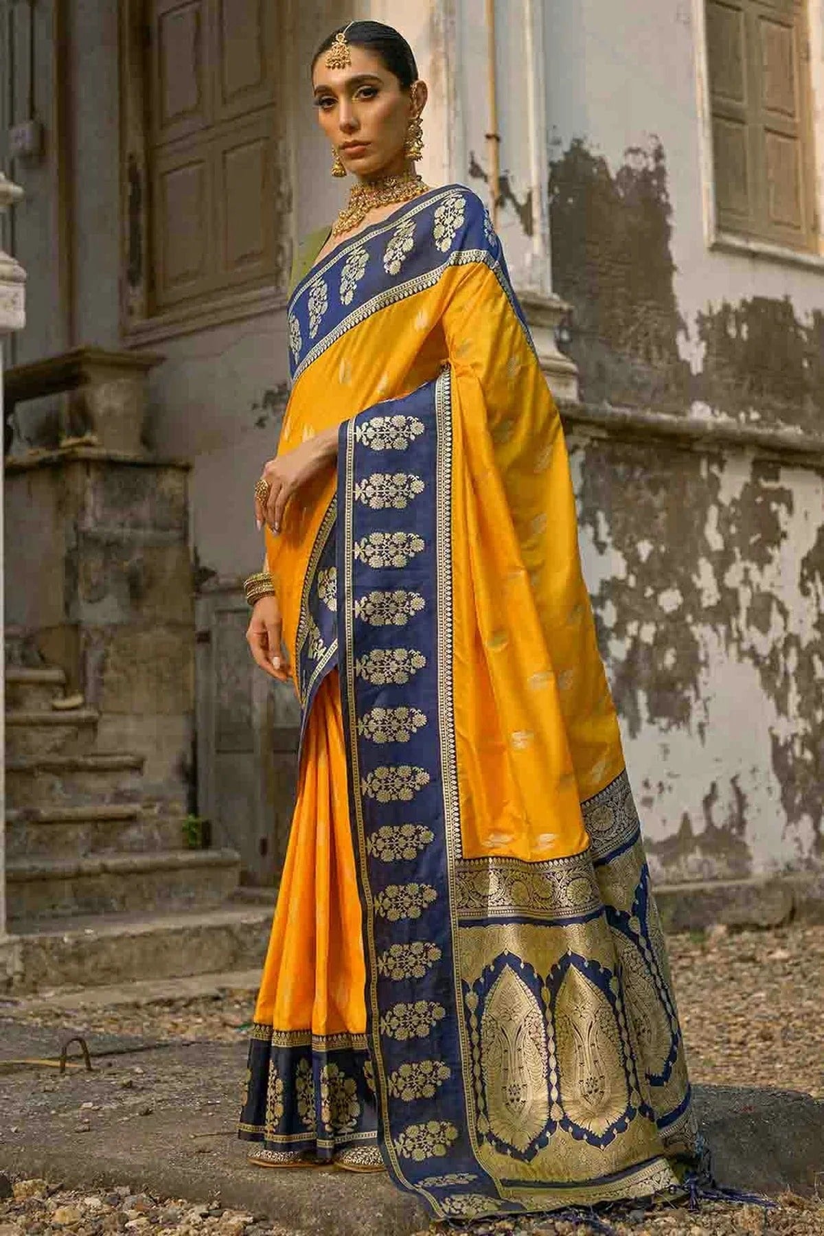 Yellow Colour Kanchi Silk Traditional Saree SD1260058 A