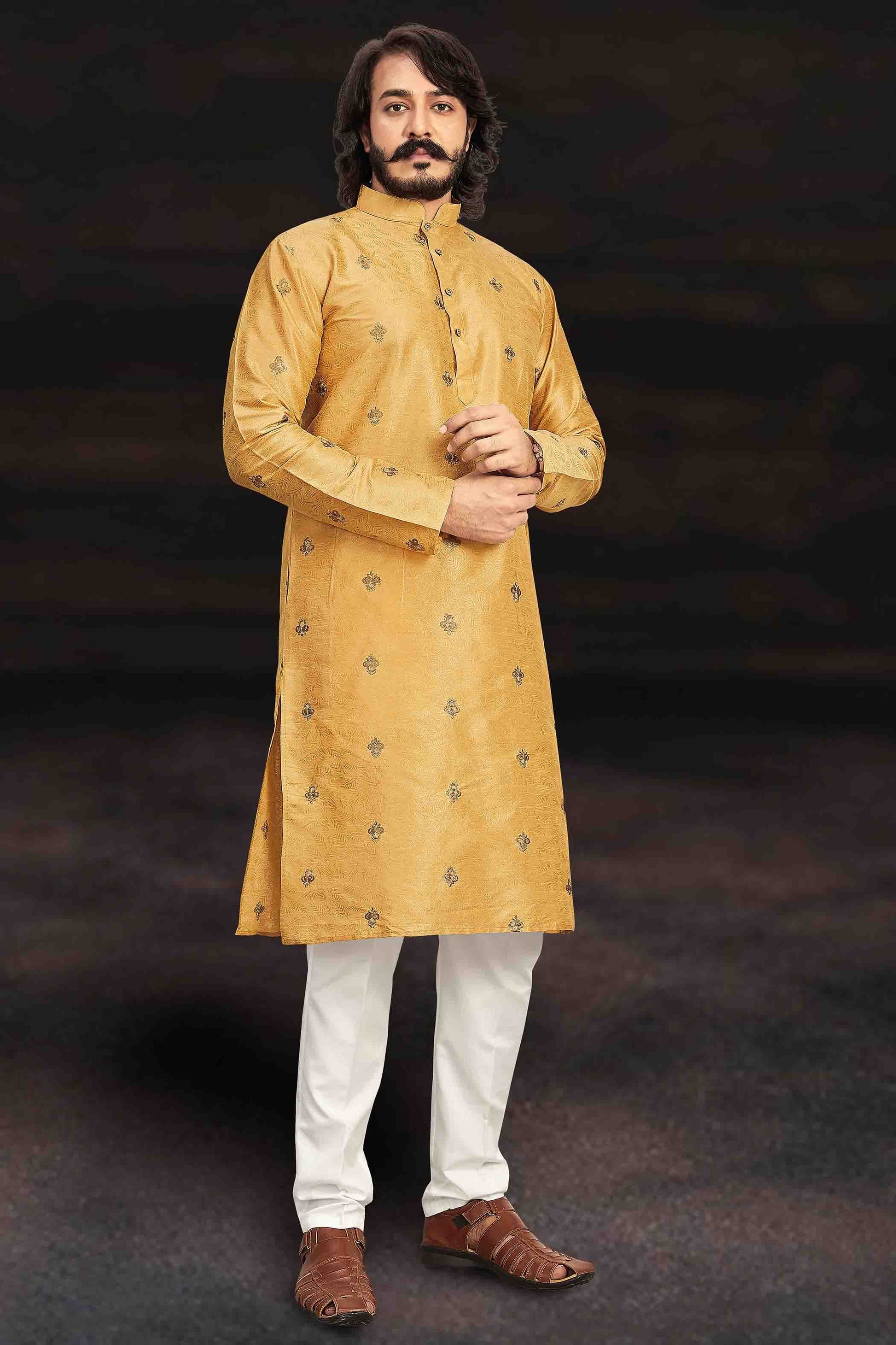 Yellow Colour Kurta Pajama In Art Silk KP1210004
