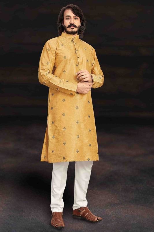 Yellow Colour Kurta Pajama In Art Silk KP1210004