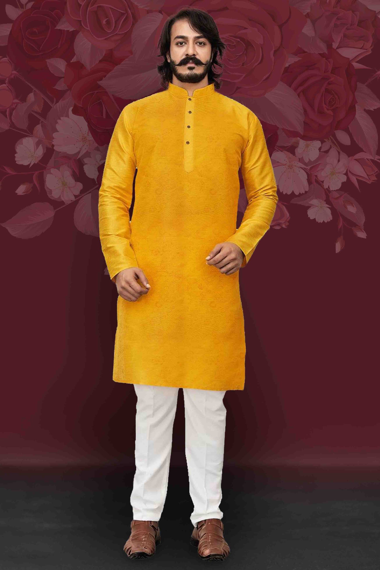 Yellow Colour Kurta Pajama In Art Silk KP1210017
