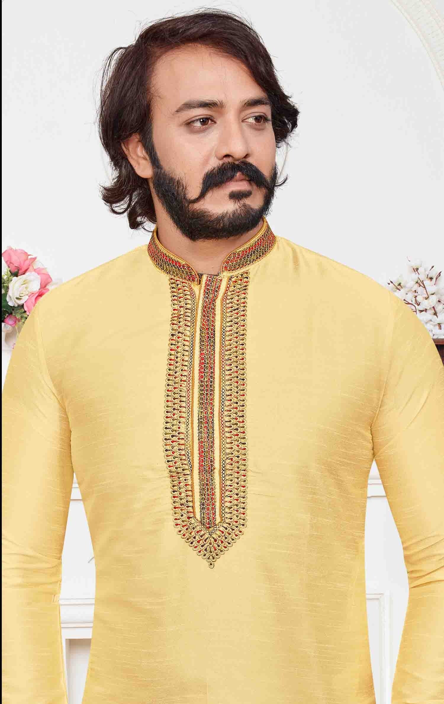 Yellow Colour Kurta Pajama In Art Silk KP1210097 A