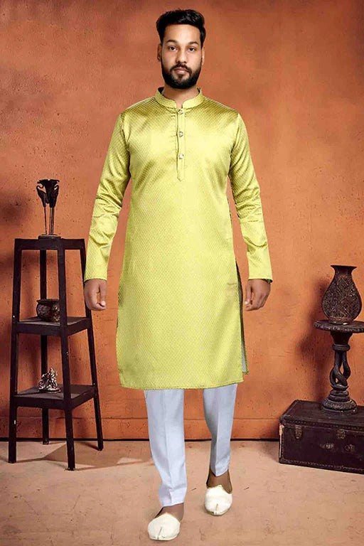 Yellow Colour Kurta Pajama In Brocade KP1210221