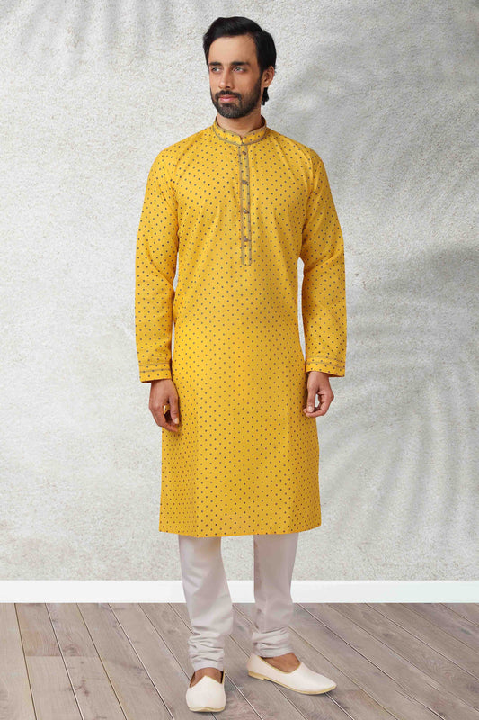 Yellow Colour Kurta Pajama In Cotton KP1210122