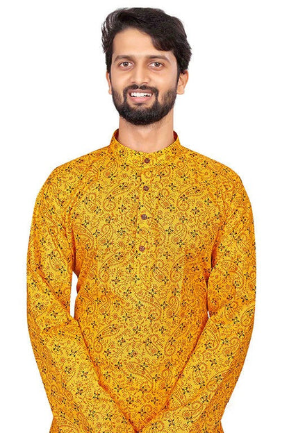 Yellow Colour Kurta Pajama In Cotton KP1210187 A