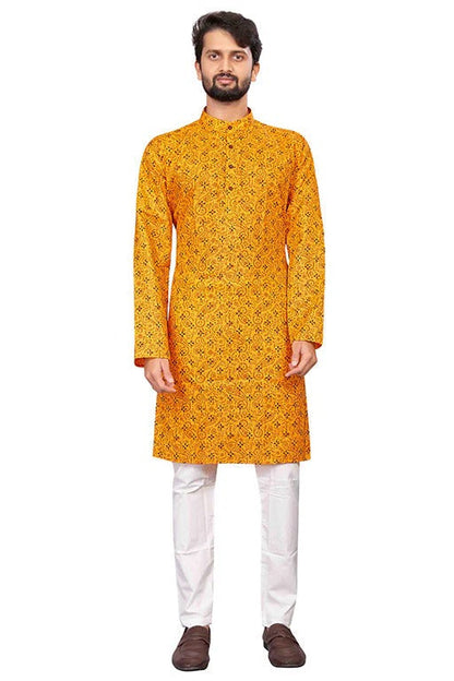 Yellow Colour Kurta Pajama In Cotton KP1210187