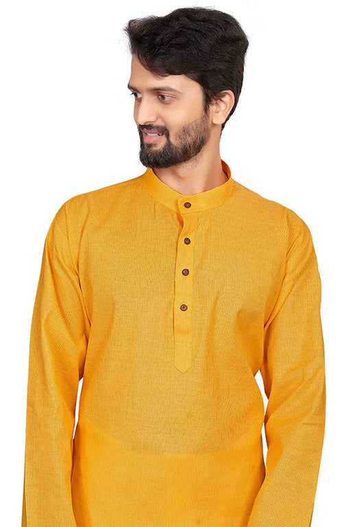 Yellow Colour Kurta Pajama In Cotton KP1210195 A