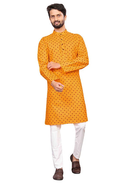 Yellow Colour Kurta Pajama In Cotton KP1210200