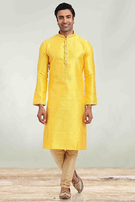 Yellow Colour Kurta Pajama In Jacquard KP1210282