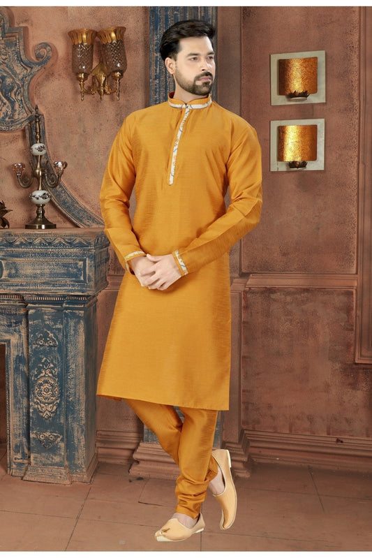Yellow Colour Kurta Pajama In Silk Fabric KP1040086