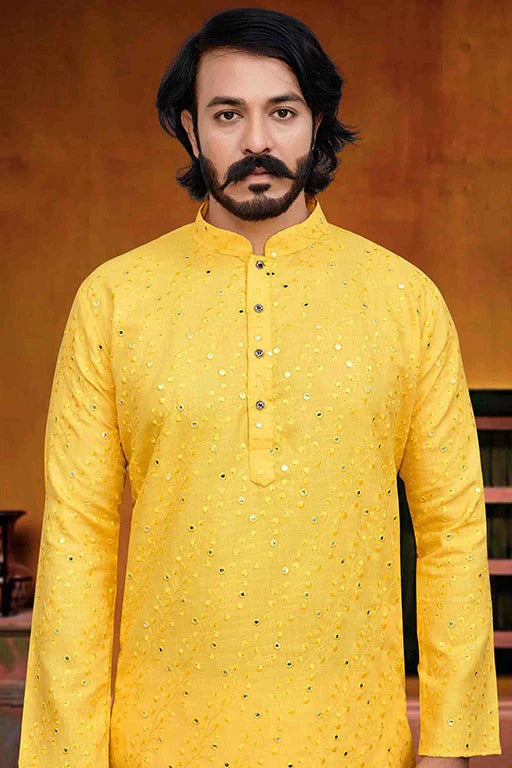 Yellow Colour Kurta Pajama In Silk KP1210230 A
