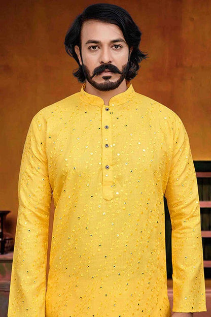 Yellow Colour Kurta Pajama In Silk KP1210230 A