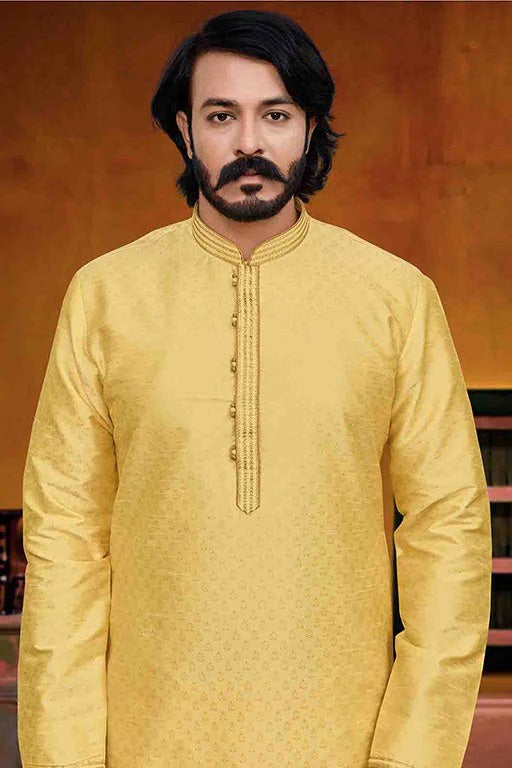 Yellow Colour Kurta Pajama In Silk KP1210240 A