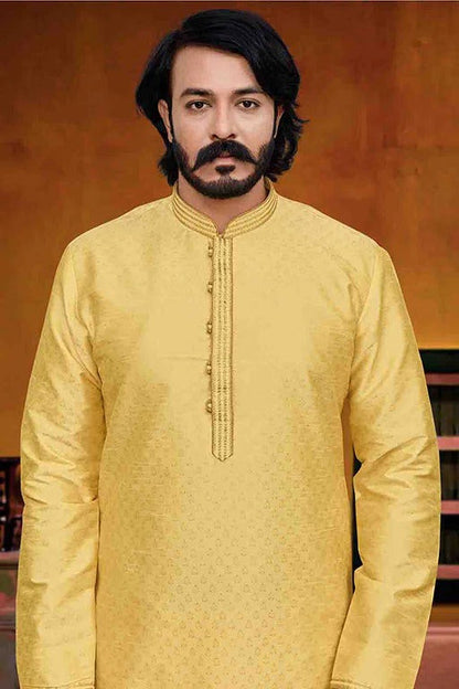 Yellow Colour Kurta Pajama In Silk KP1210240 A