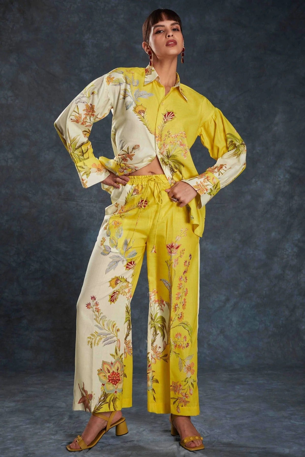 Yellow Colour Linen Co Ord Suit TP1080946