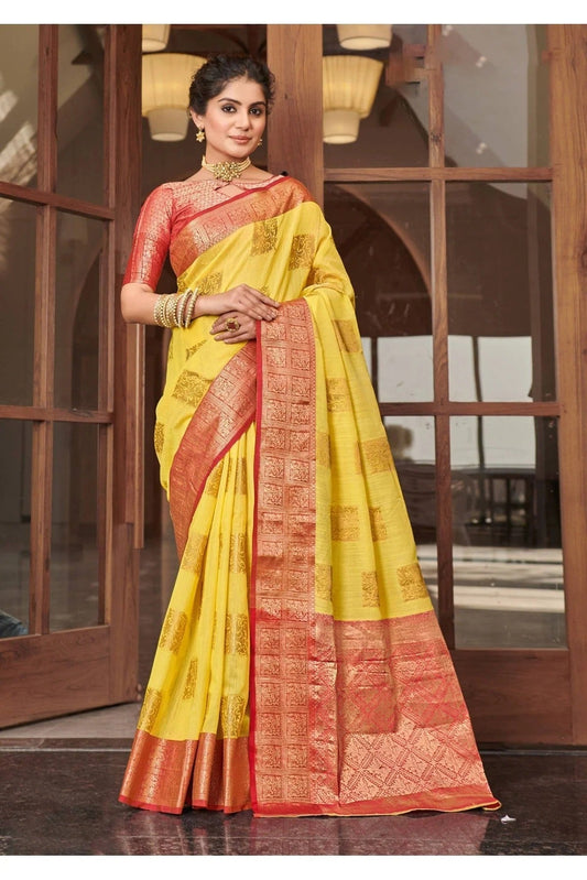 Yellow Colour Linen Woven Saree SD1100260