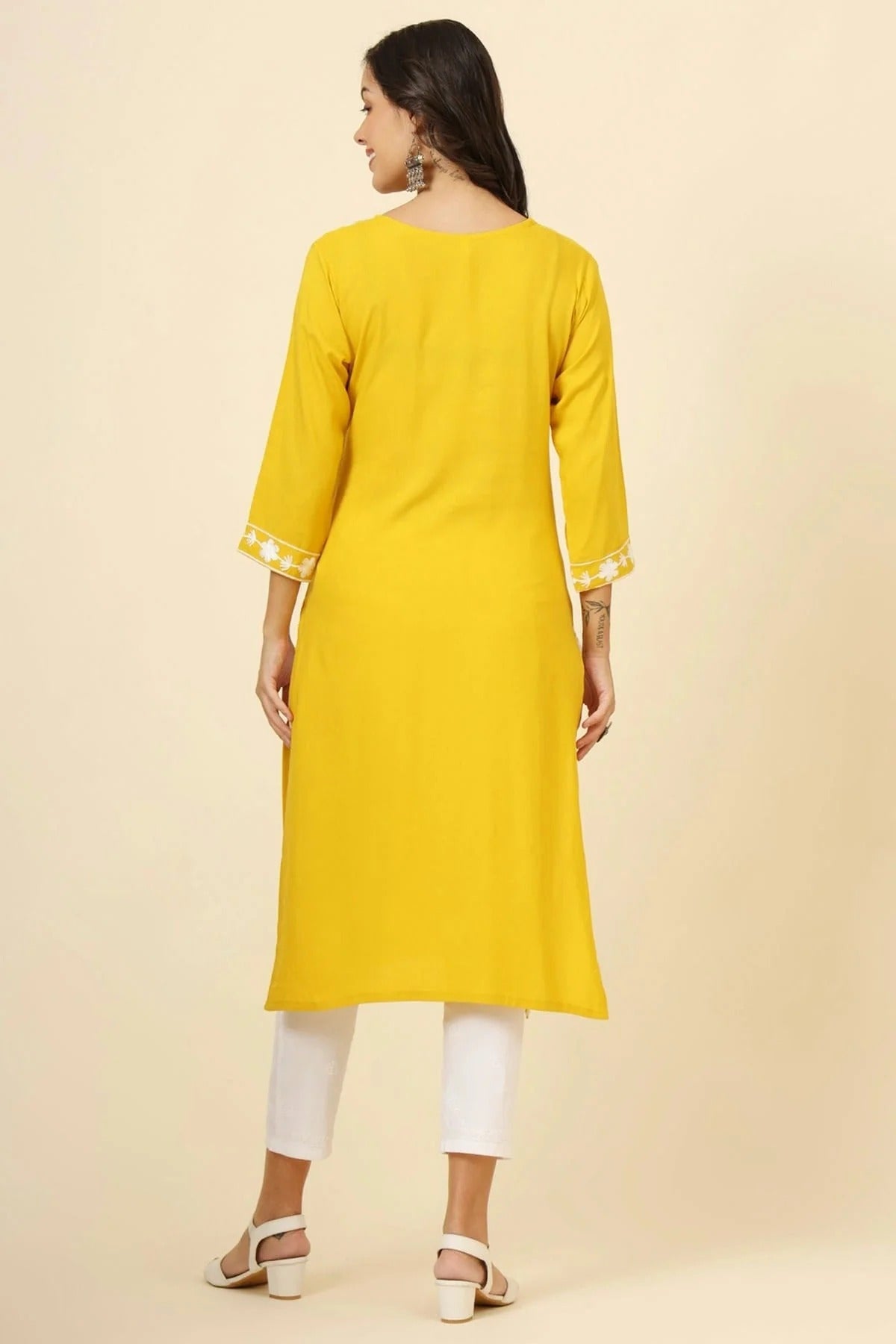 Yellow Colour Liva Rayon Kurti KR1111252 A