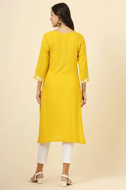 Yellow Colour Liva Rayon Kurti KR1111252 A