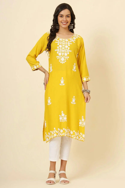 Yellow Colour Liva Rayon Kurti KR1111252