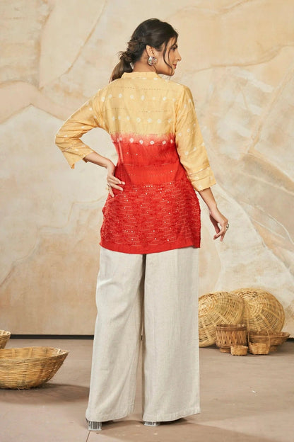 Yellow Colour Modal Silk Sequins Work Work Readymade Top TP1110758 A