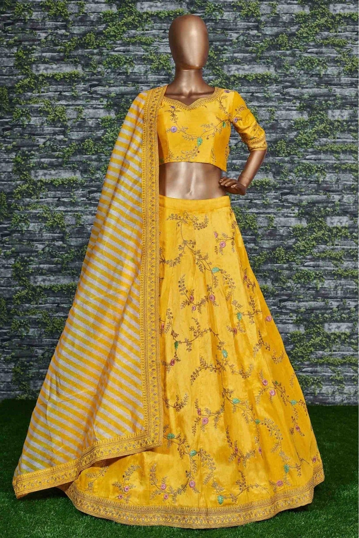 Yellow Colour Mulberry Silk Lehenga Choli LC1010055 A