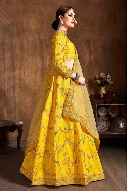 Yellow Colour Mulberry Silk Lehenga Choli LC1010072 A