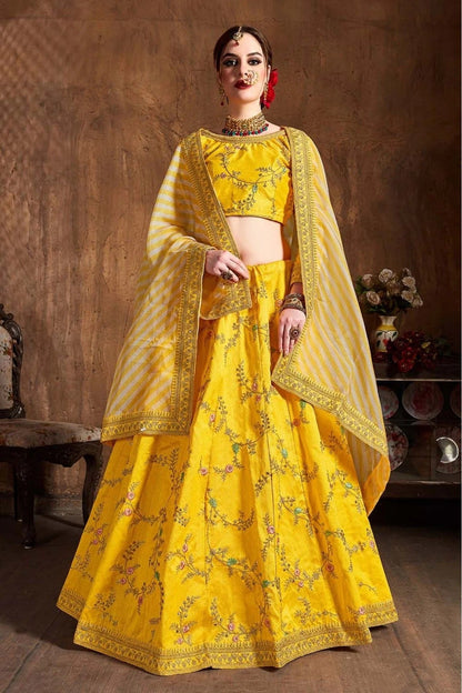 Yellow Colour Mulberry Silk Lehenga Choli LC1010072 B