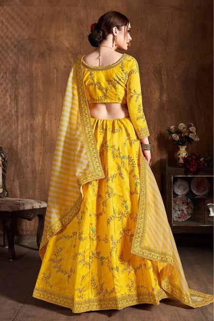 Yellow Colour Mulberry Silk Lehenga Choli LC1010072 C