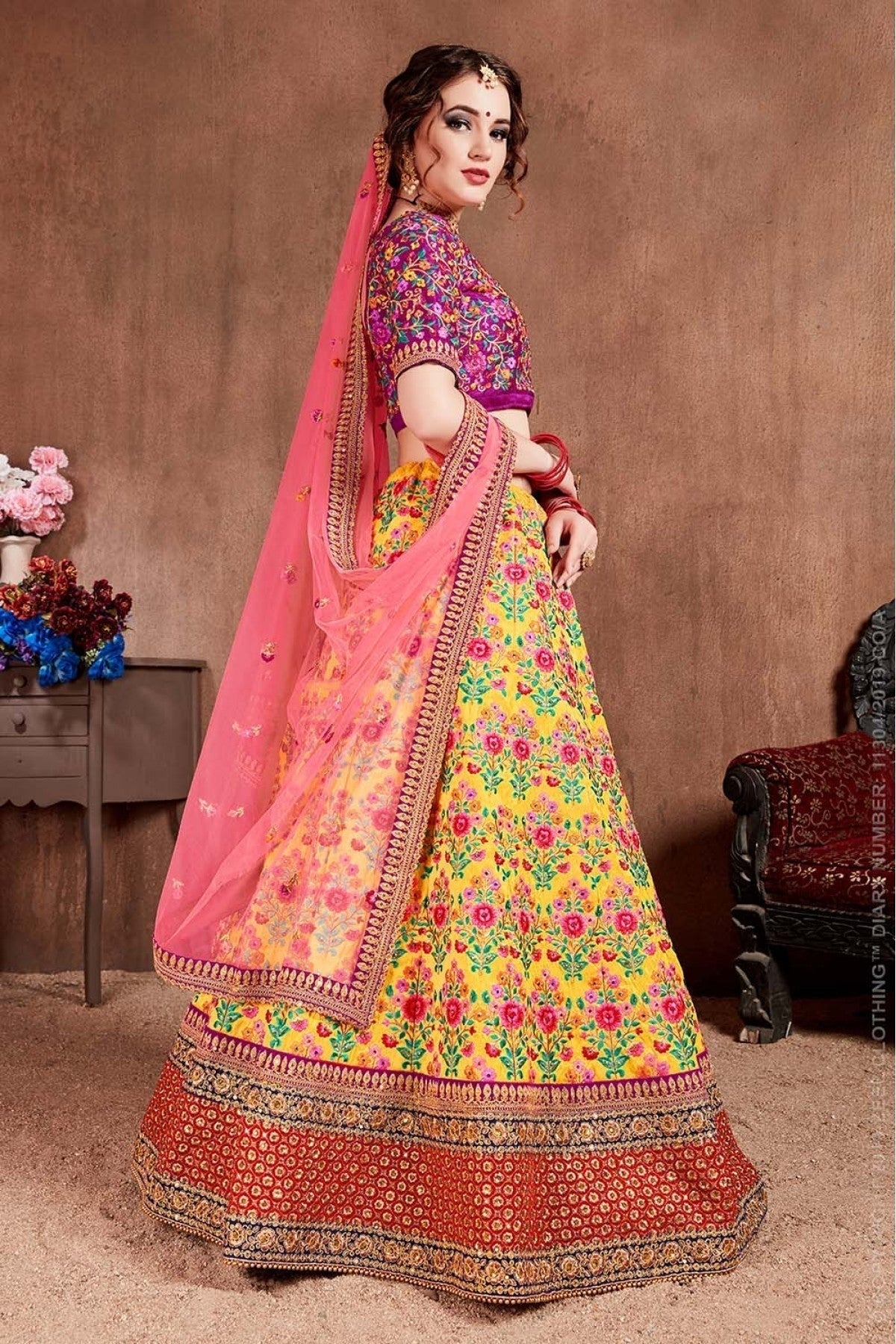 Yellow Colour Mulberry Silk Lehenga Choli LC1010088 A