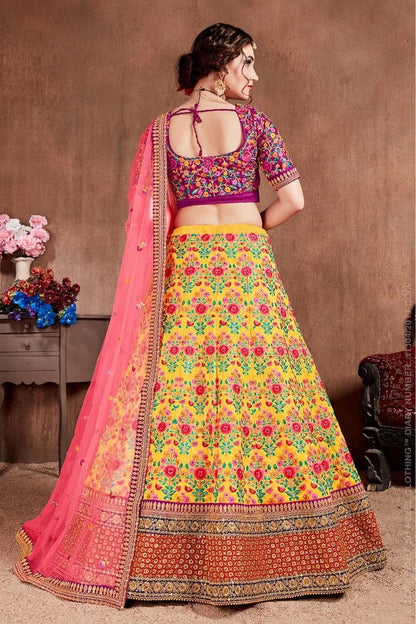 Yellow Colour Mulberry Silk Lehenga Choli LC1010088 B