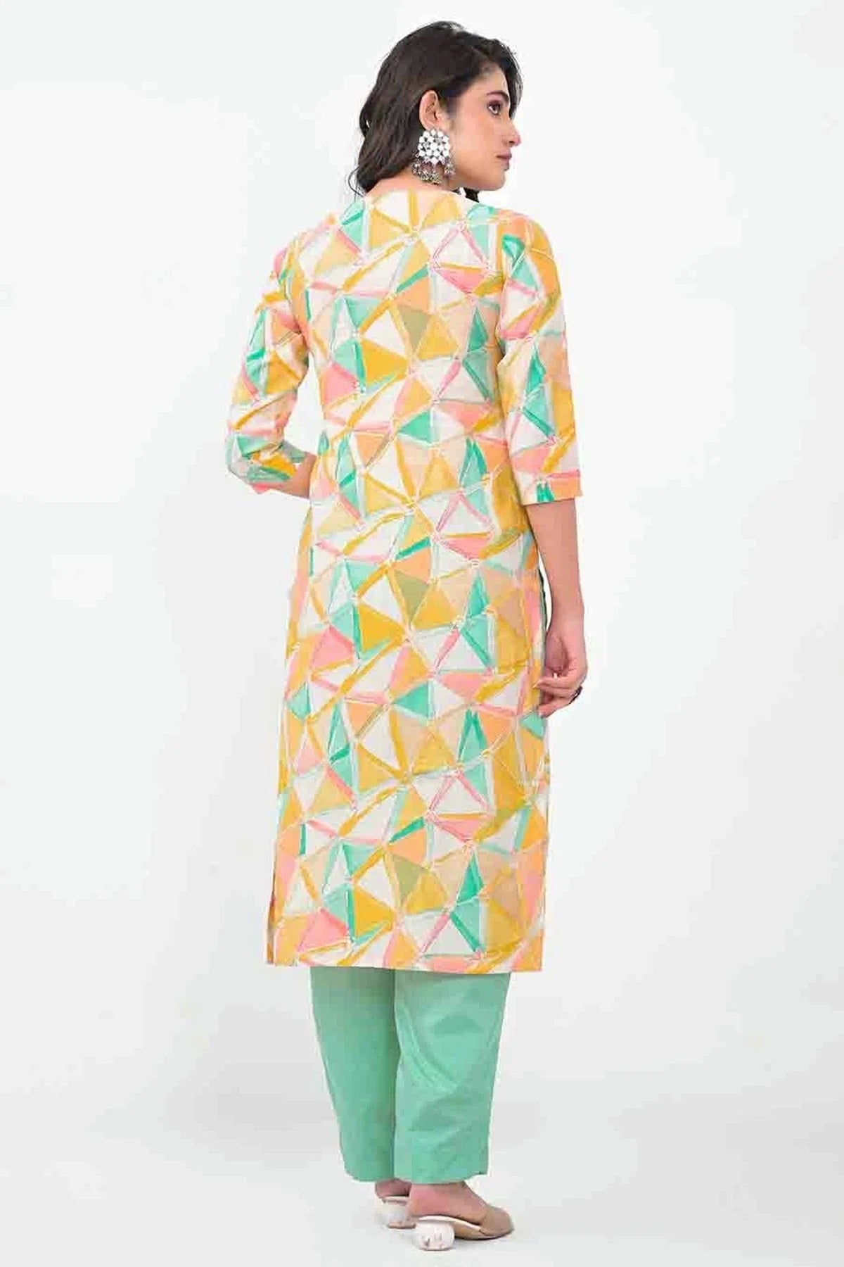 Yellow Colour Muslin Stitched Pant Style Suit SS1140727 A