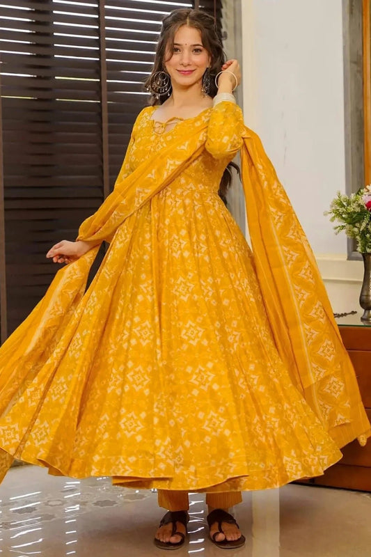 Yellow Colour Muslin Stitched Salwar Suit SS1111433