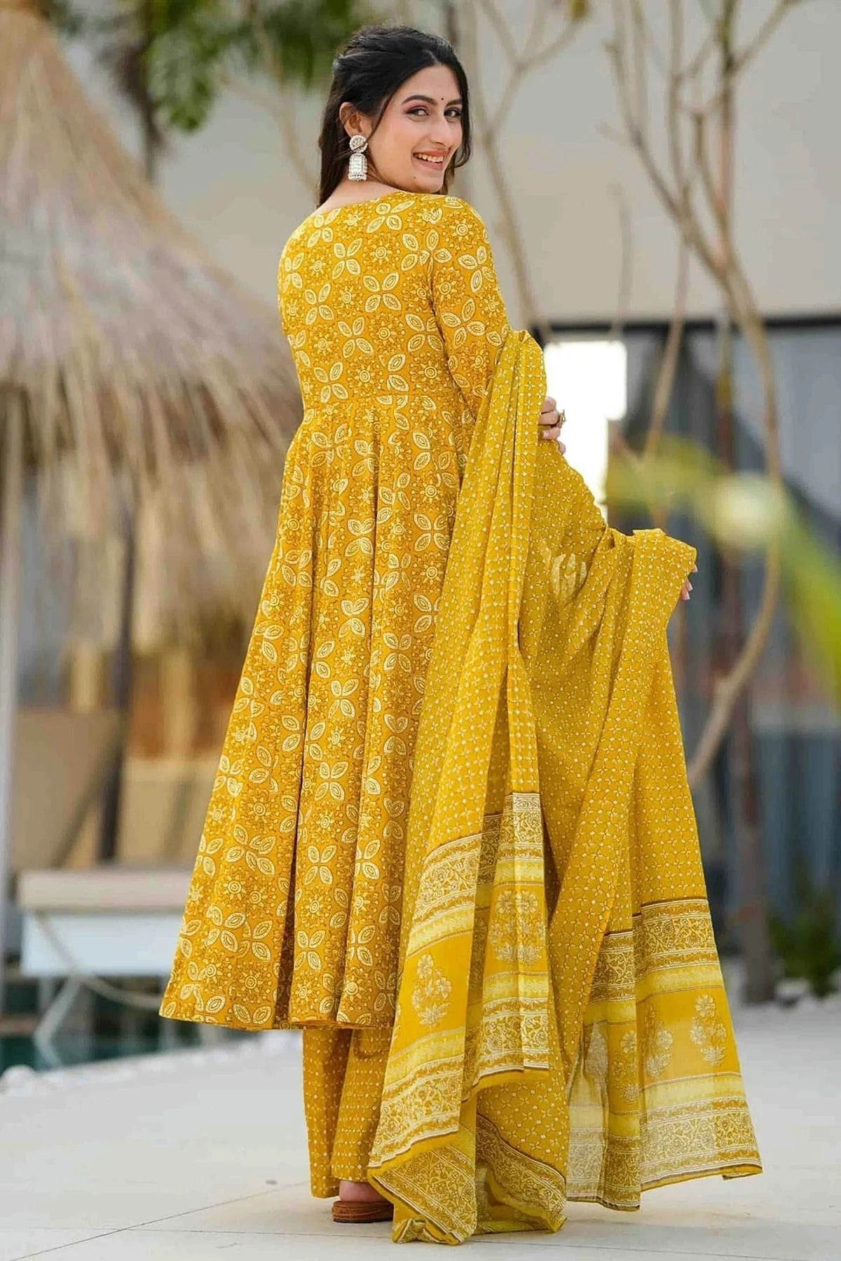 Yellow Colour Muslin Stitched Suit SS1113317 A