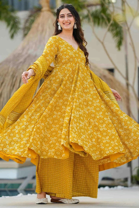 Yellow Colour Muslin Stitched Suit SS1113317
