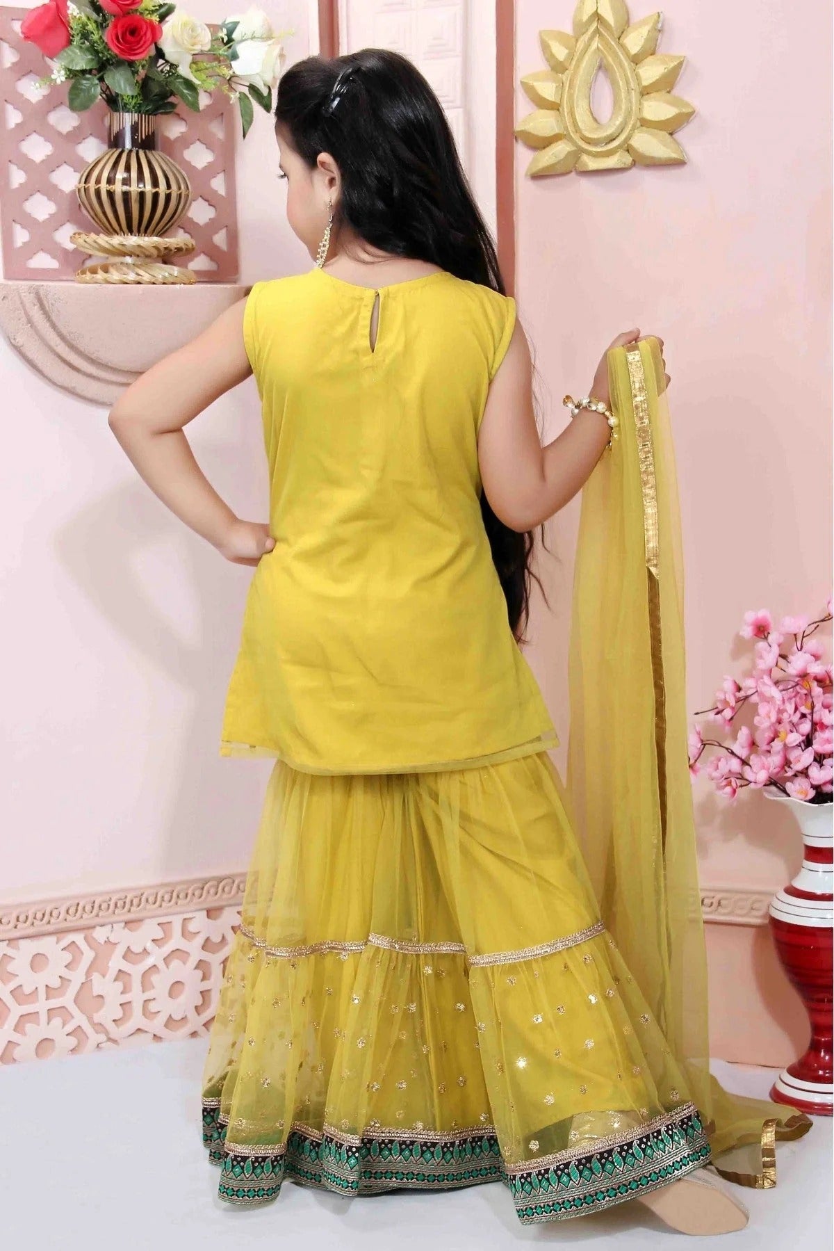 Yellow Colour Net Party Wear Sharara Suit GW1070016 A